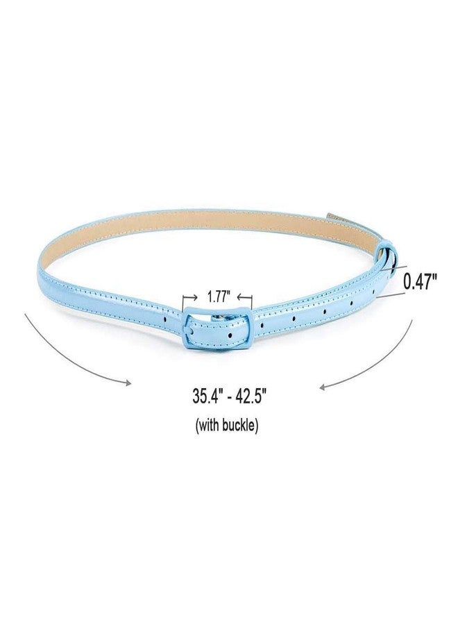 Selighting Women's Solid Color Faux Leather Skinny Belts for Dresses (One Size, Light Blue) - Image 3
